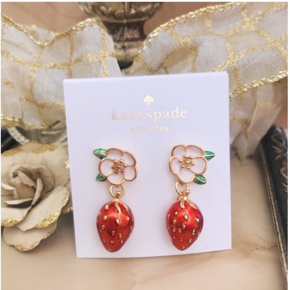 KATE SPADE • Picnic Perfect Strawberry Strawberries Flower Earrings - Picture 5 of 5